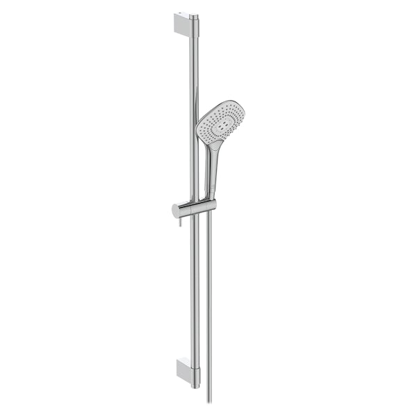 Ceratherm T125 exposed thermostatic wall mounted bath shower mixer  with diamond 125mm handspray, 900mm rail and 1.75m hose