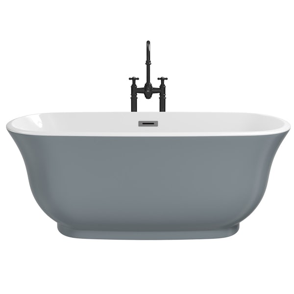 The Bath Co. Camberley storm coloured traditional freestanding bath with tap pack