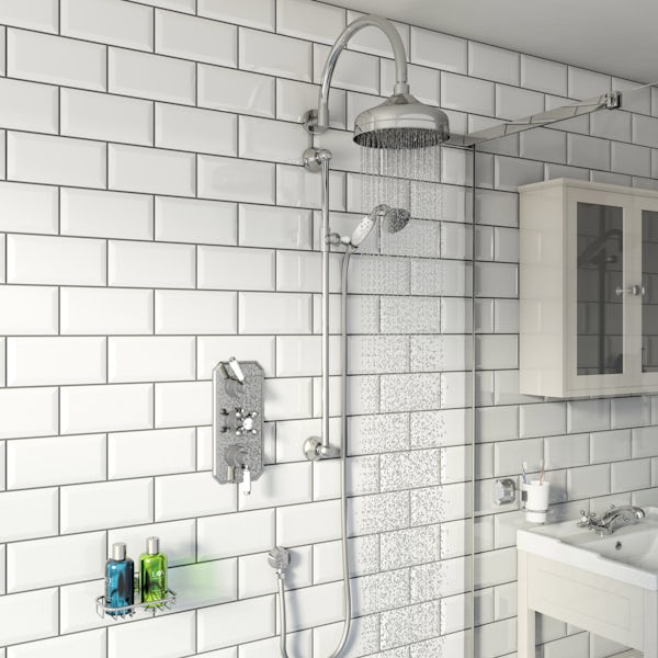 The Bath Co. Camberley concealed thermostatic mixer shower with wall arm and slider rail