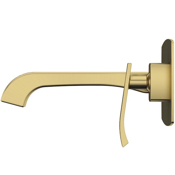 The Bath Co. Longleat brushed brass wall mounted basin mixer tap