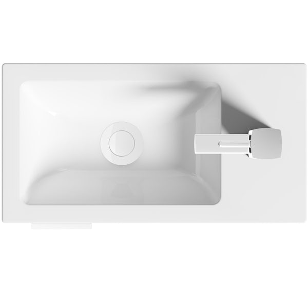 Clarity white wall hung cloakroom unit with resin basin 410mm