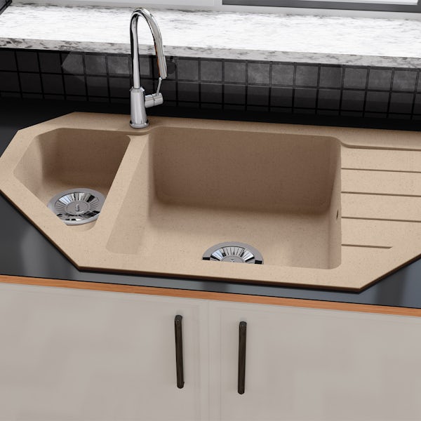 Schon Otranto Sand 1.5 bowl reversible countertop kitchen sink