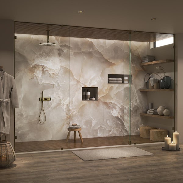 Showerwall acrylic onyx sand shower wall panel 2400 x 896