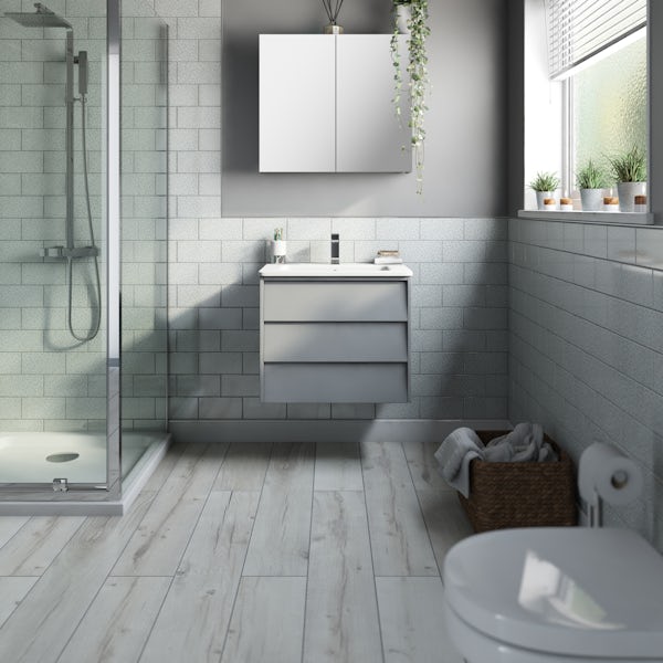 Mode Cortona grey 600mm wall hung vanity unit and basin