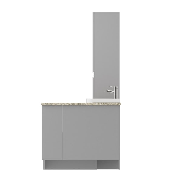 Orchard Wharfe slate matt grey corner large drawer fitted furniture pack with beige worktop