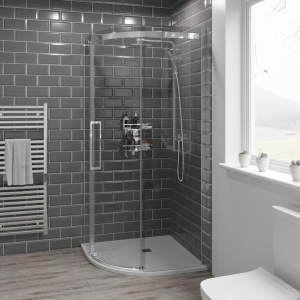 Mode Harrison 8mm easy clean quadrant shower enclosure with white slate effect tray 900 x 900