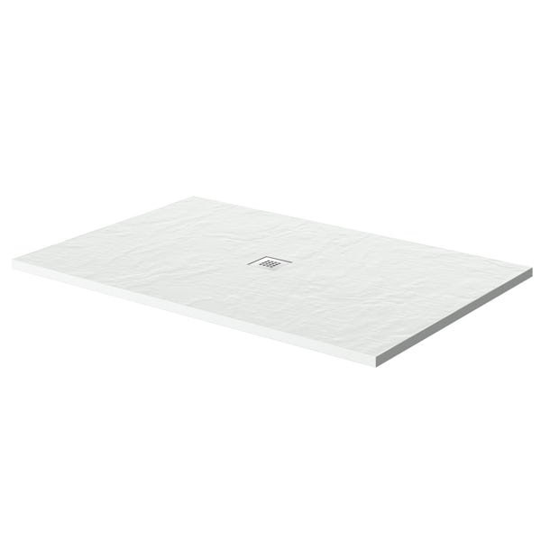 Mode white slate effect rectangle stone shower tray