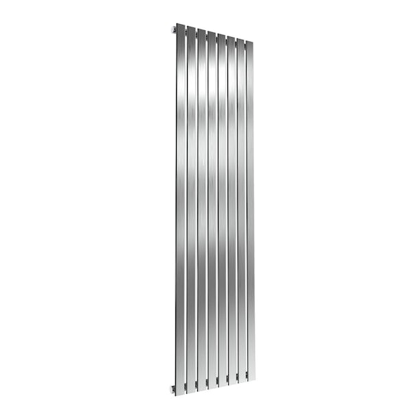 Reina Flox single brushed stainless steel designer radiator