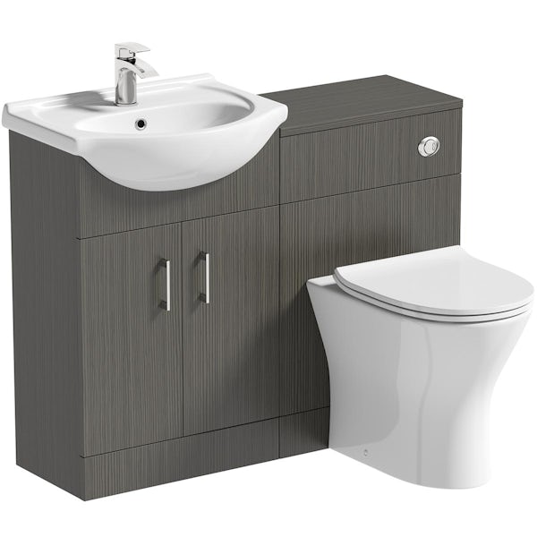 Orchard Lea avola grey 1060mm combination and Derwent round back to wall toilet with seat