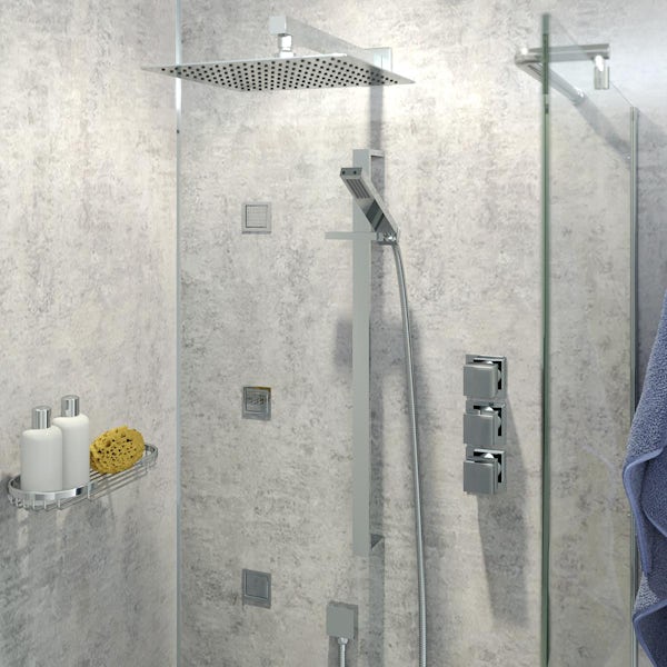 Mode Cooper thermostatic shower valve with complete wall shower set
