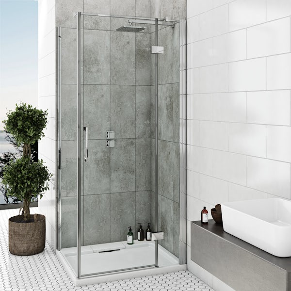 Mode Cooper square twin thermostatic shower valve with diverter