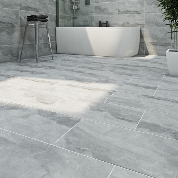 Calcolo Galaxy grey matt glazed porcelain wall and floor tile 300 x 600mm