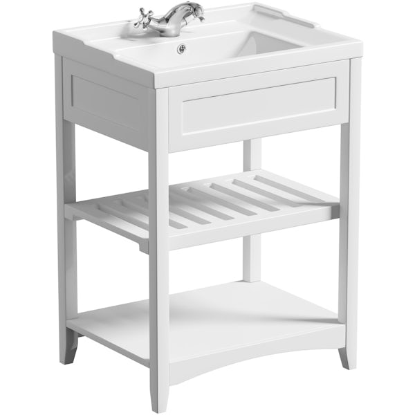 The Bath Co. Camberley white washstand with traditional basin 600mm