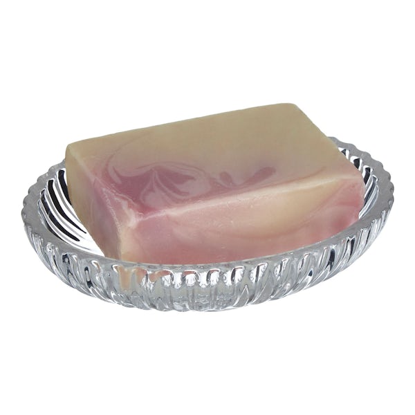 Accents Brittany clear ribbed glass soap dish