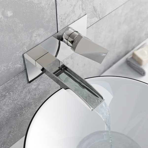 Mode Cooper wall mounted waterfall basin mixer tap offer pack