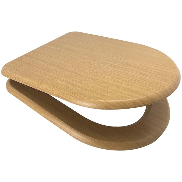 Accents oak MDF D shaped toilet seat with soft close