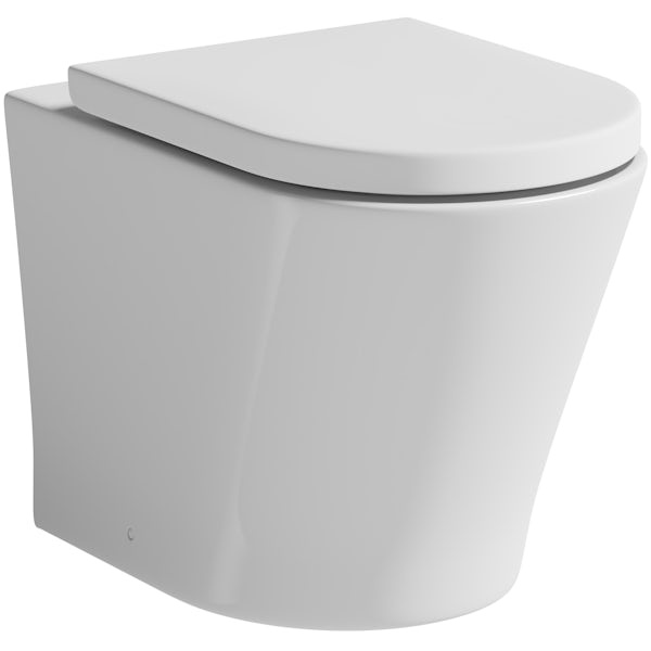 Tate white and oak back to wall toilet with mode arte seat