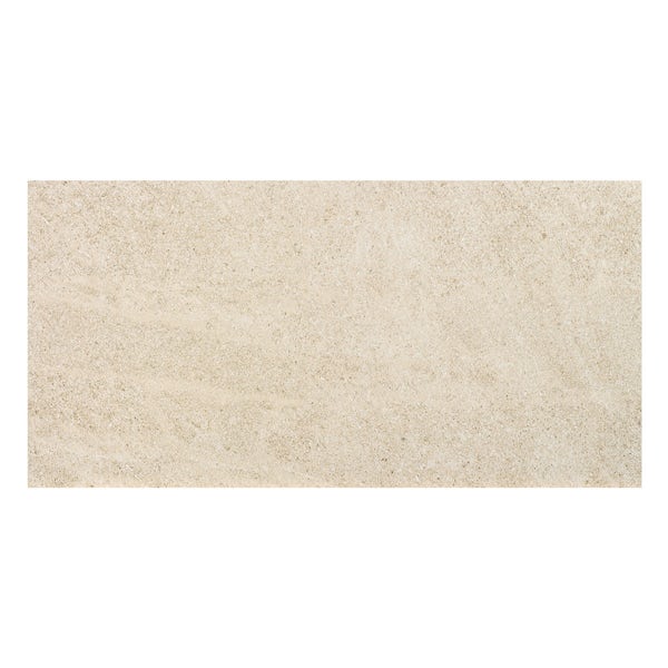 Alden lux cream stone effect gloss wall and floor tile 300mm x 600mm