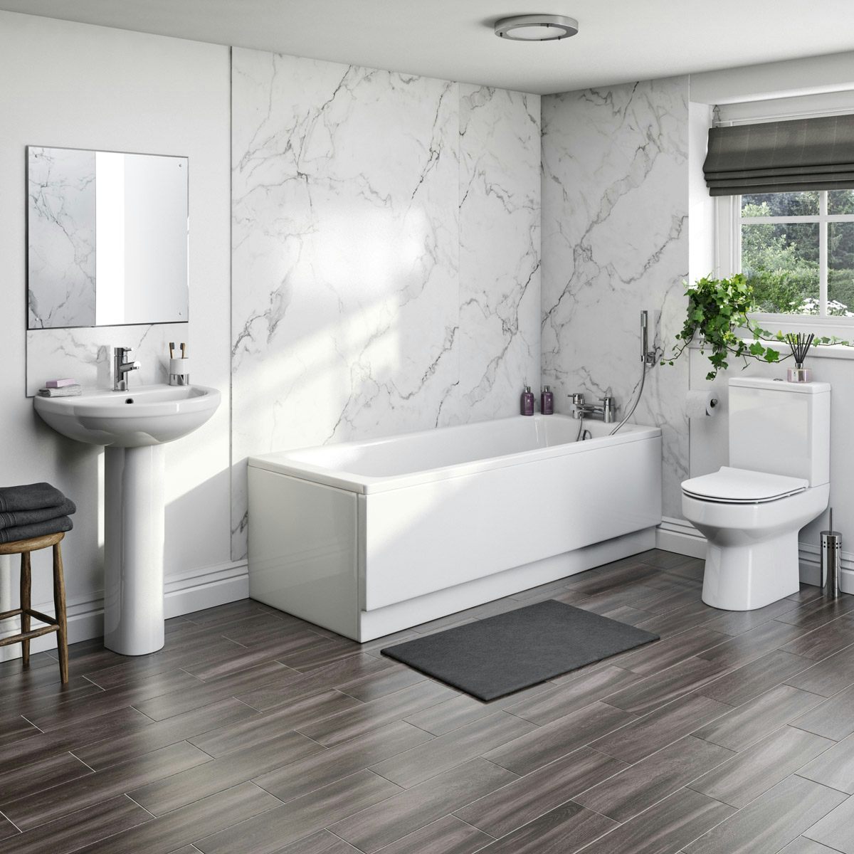 Kaldewei Eurowa and Orchard complete straight bath suite 1700 x 700