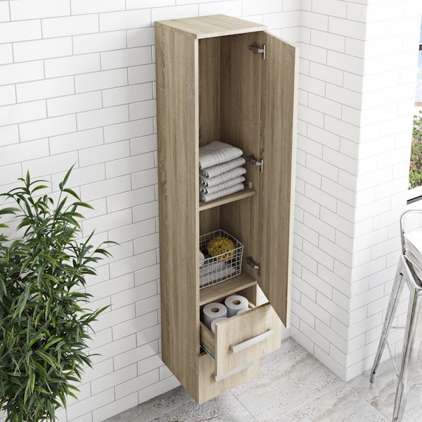 Orchard Wye oak furniture package with wall hung vanity unit 600mm