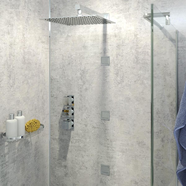Mode Cooper thermostatic shower valve with body jets and wall shower set