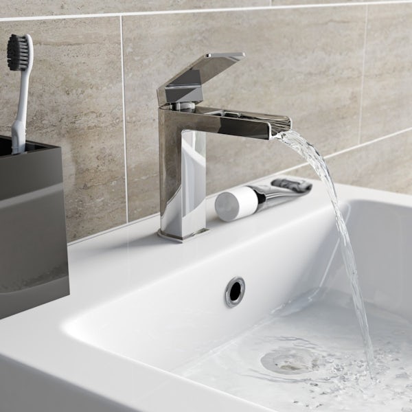 Mode Cooper waterfall basin mixer tap with slotted waste