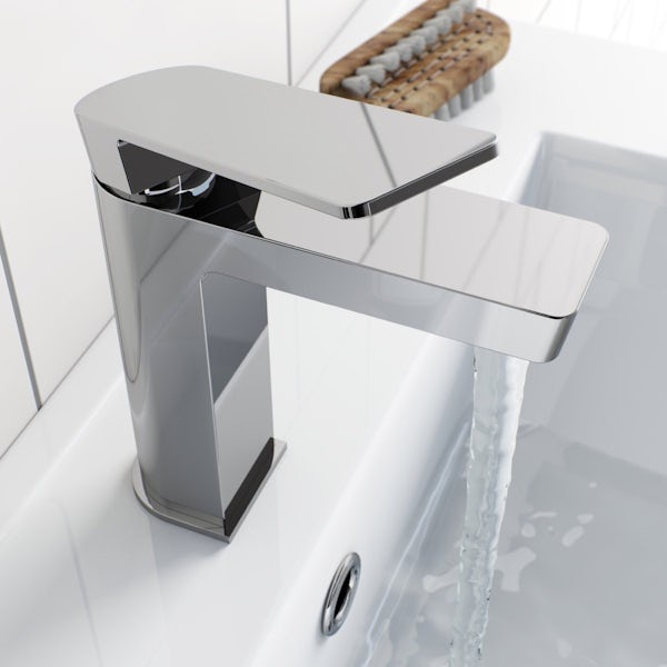 Mode Carter slate gloss grey floorstanding vanity unit and ceramic basin 600mm with tap