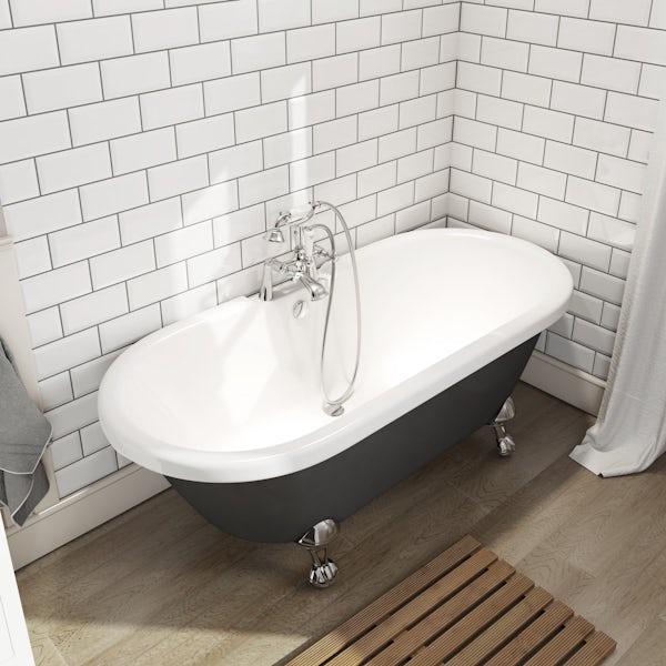 The Bath Co. Traditional grey double ended roll top bath with ball and claw feet 1700 x 750