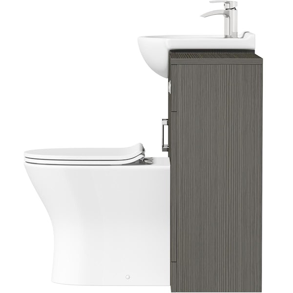Orchard Lea avola grey 1060mm combination and Derwent round back to wall toilet with seat
