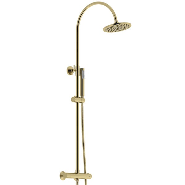 Orchard Derwent brushed brass round shower riser system