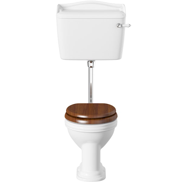 The Bath Co. Charlet low level toilet and full pedestal suite with chrome fittings and taps