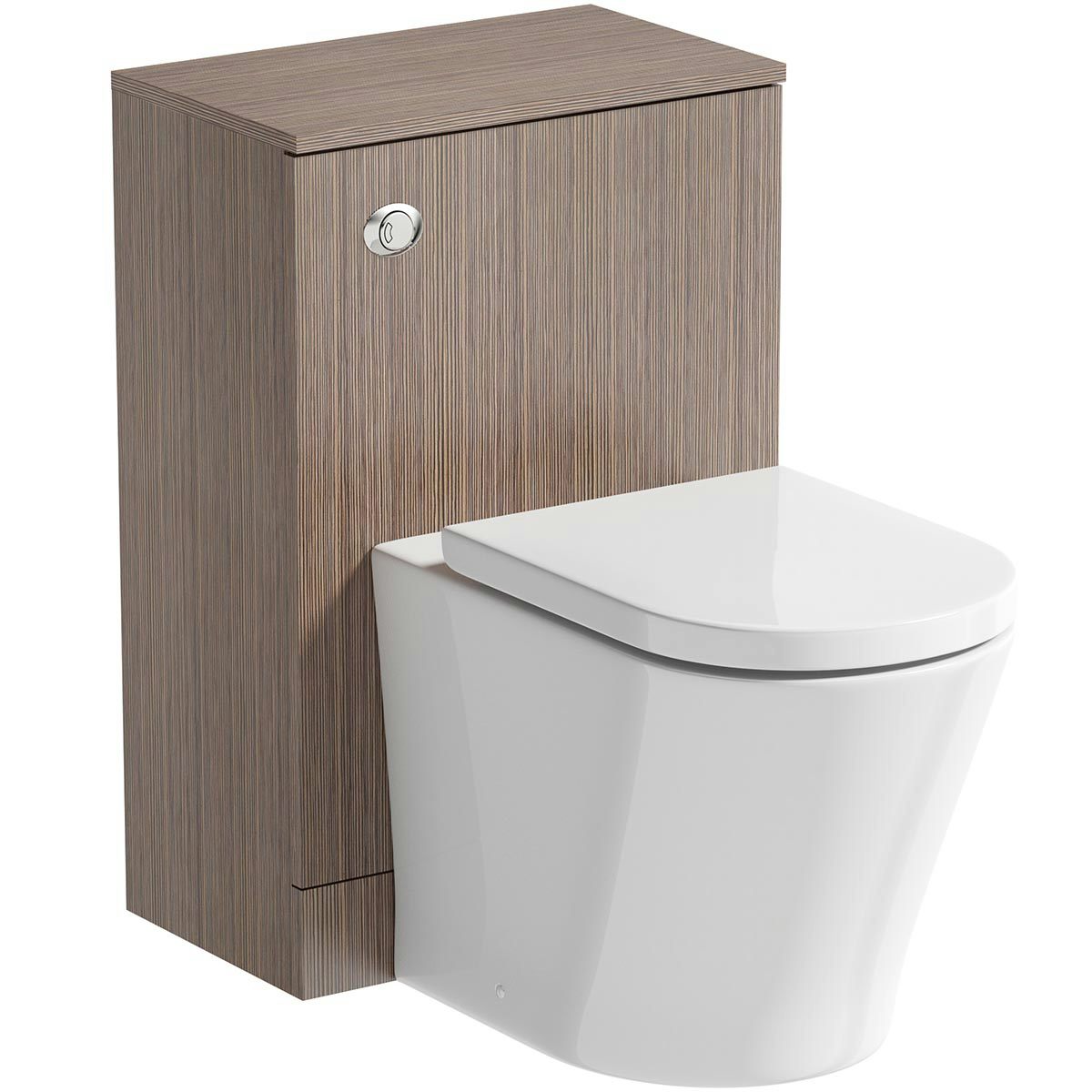 Orchard Wye walnut back to wall unit and contemporary toilet with soft close seat