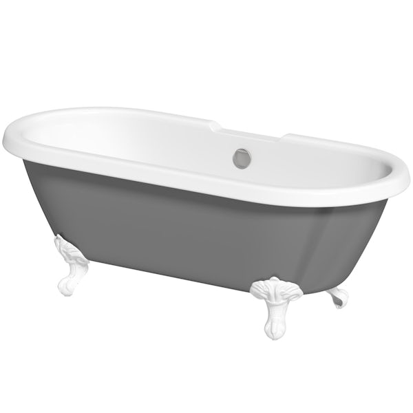 The Bath Co. Dulwich grey roll top freestanding bath with white claw feet 1695 x 740