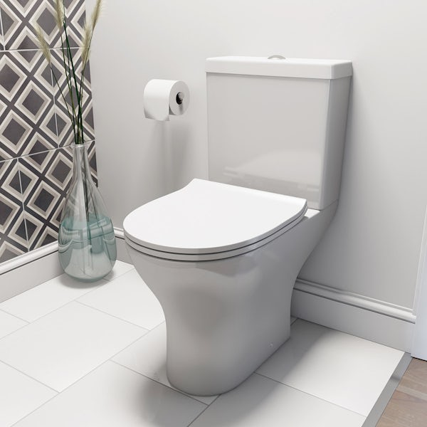 Orchard Derwent round complete cloakroom suite with full pedestal basin 550mm