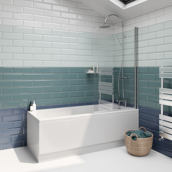 Maxi Metro turquoise bevelled gloss wall tile 100mm x 300mm