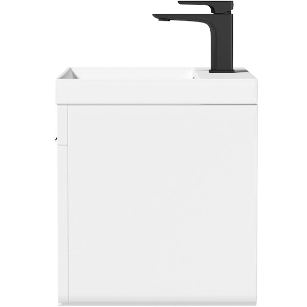 Mode Oxman white wall hung vanity unit and ceramic basin 600mm with tap