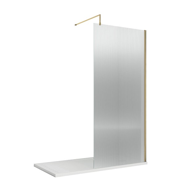 Mode Oxman 8mm fluted glass screen with brushed brass profile