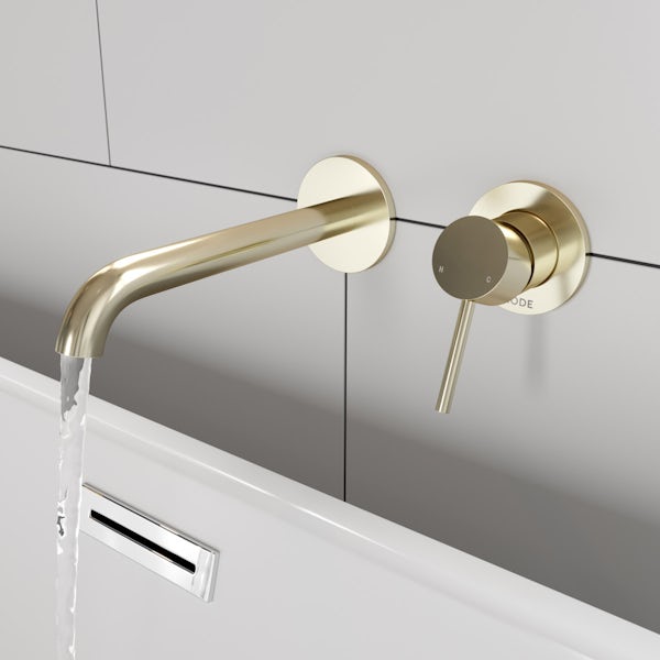 Mode Spencer round wall mounted gold bath mixer tap