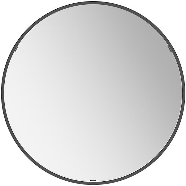 Mode Vignelli round black LED illuminated mirror 600mm with demister