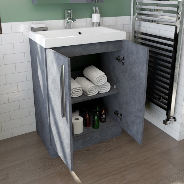 Orchard Kemp floorstanding vanity unit and basin 600mm with tap