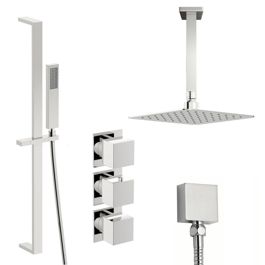 Mode Cooper thermostatic shower valve with slider rail and ceiling shower set 200mm