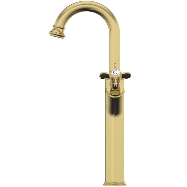 The Bath Co. Windsor brushed brass high rise basin mixer tap