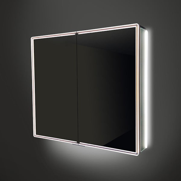HiB Isoe LED illuminated mirror cabinet 800 x 700mm