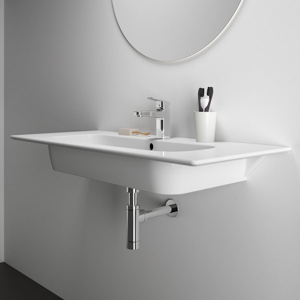 Ideal Standard i.life A 1 tap hole wall hung basin 1040mm with chrome bottle trap and fixing kit