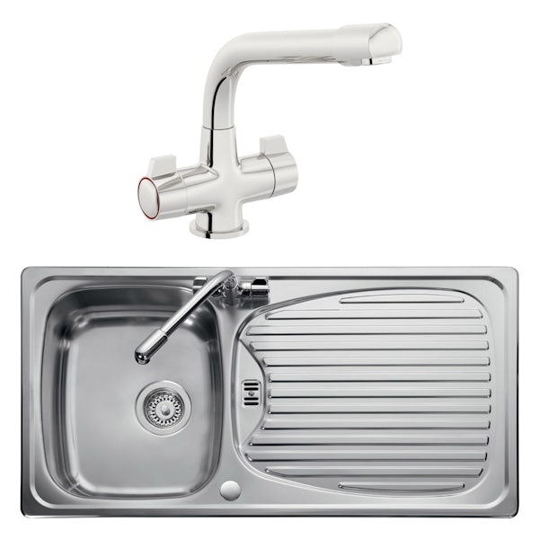Leisure Euroline reversible stainless steel 1.0 bowl kitchen sink and Schon WRAS kitchen tap