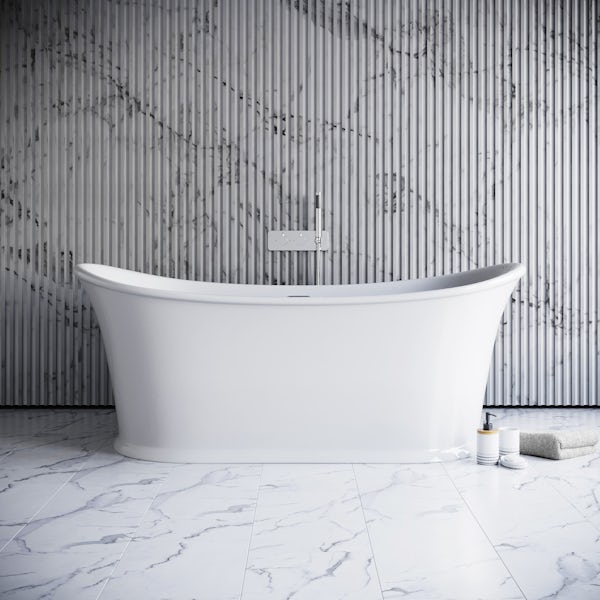 The Bath Co. Chartham freestanding bath with wall mounted valve and handset