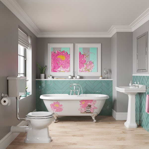 Louise Dear Kiss Kiss Bam Bam traditional complete bathroom suite with freestanding bath