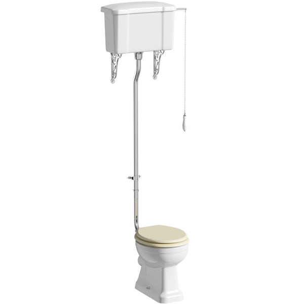 The Bath Co. Camberley high level toilet with ivory soft close seat with pan connector