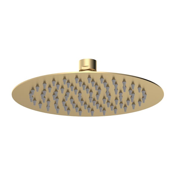 Mode Hicks slim stainless steel round fixed head brushed brass