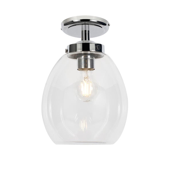 Forum Tulip IP44 glass pendant bathroom ceiling light in chrome